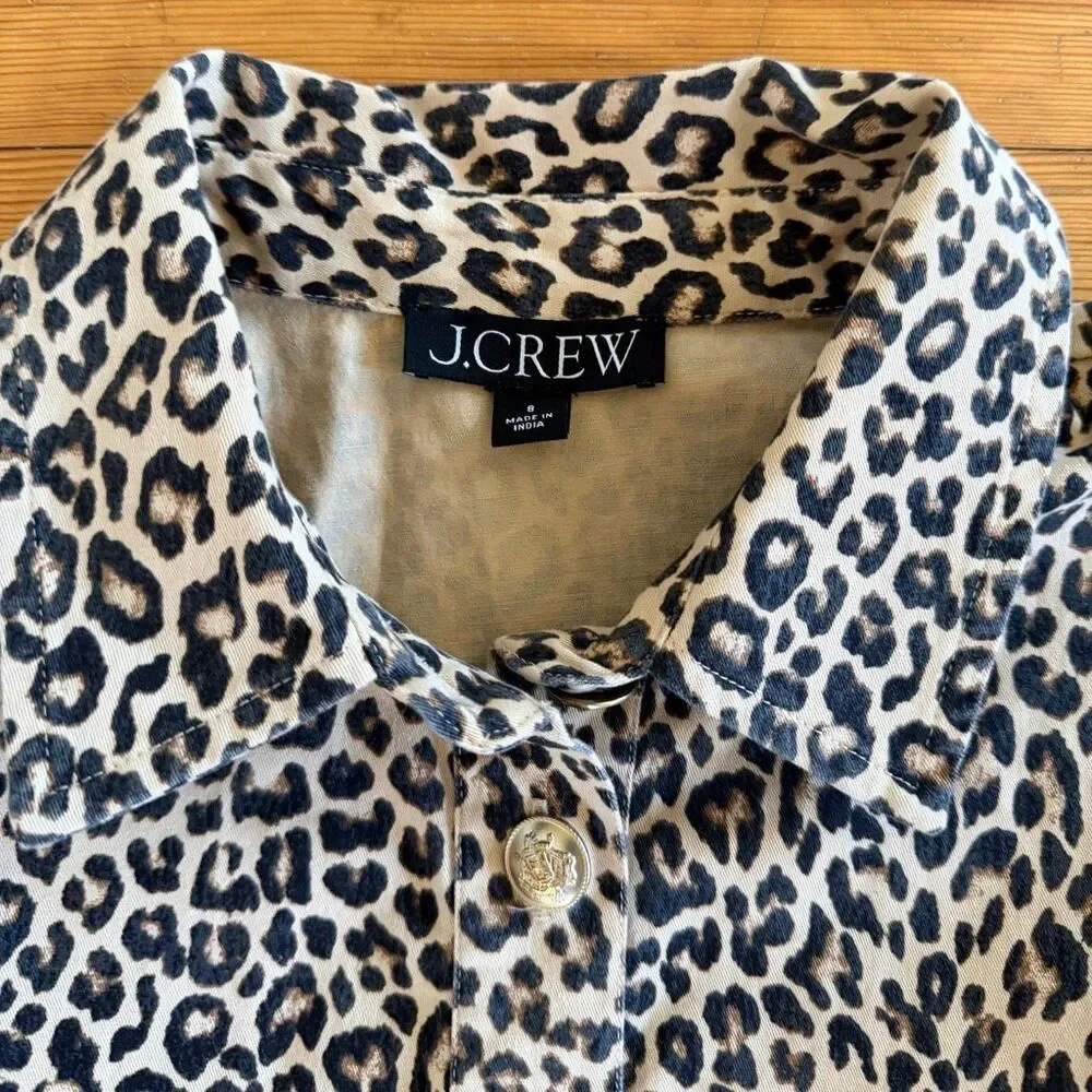 J. Crew A-line Shirt-Dress in Leopard Chino Size 8